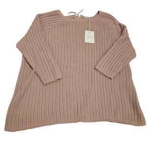 Ryllace Women's Plus 2x Pink Sweater With Zipper Detail